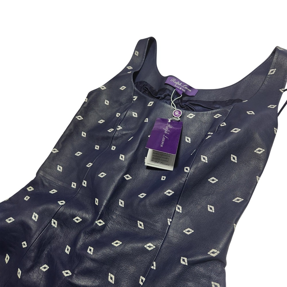 NWT $4,990 Ralph Lauren Purple Label Luiza Navy Leather Dress Size 4 - Picture 9 of 16